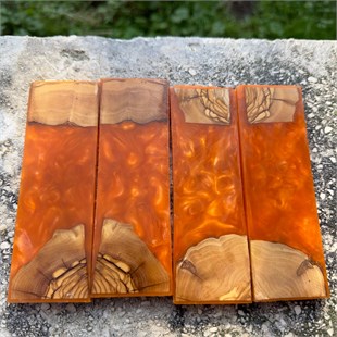 Olive Wood Resin Hybrid Knife Scales - Light Orange