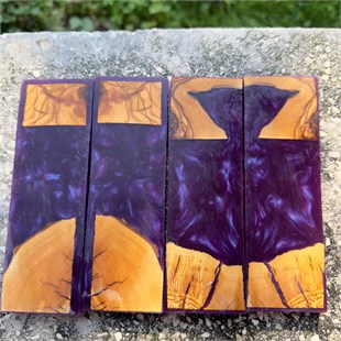 Olive Wood Resin Hybrid Knife Scales - Purple