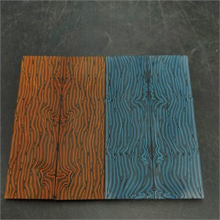 Real G10 Micarta Knife Scales - Blue, Bookmatched Pair