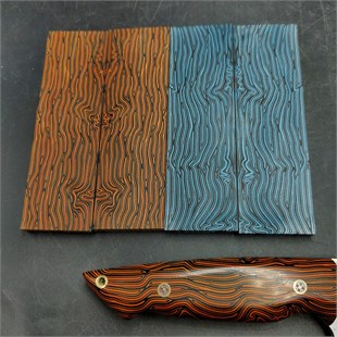 Real G10 Micarta Knife Scales - Blue, Bookmatched Pair