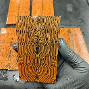 Real G10 Micarta Knife Scales - Orange, Bookmatched Pair