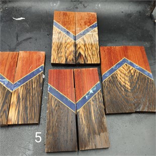Segmented Knife Scales No.6 - Padauk + Yellow Liner + Purple Resin + Wenge