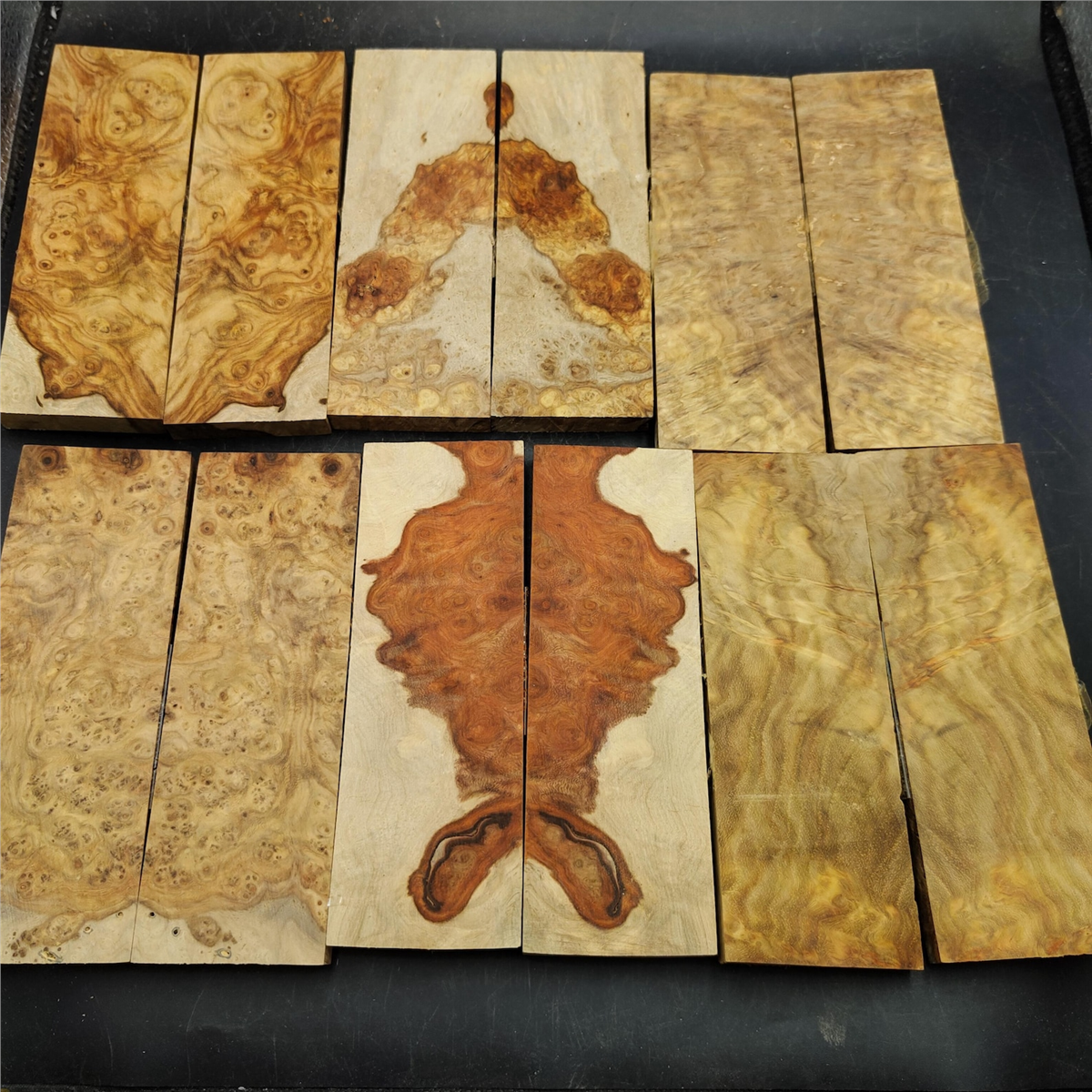 DRY Amboyna Burl Knife Scales - Twin Pair