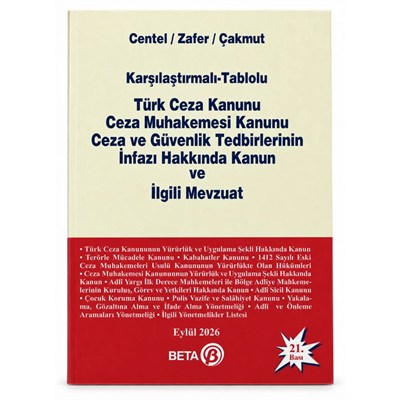 Karşılaştırmalı-Tablolu Türk Ceza Kanunu Ceza Muhakemesi Kanunu,Ceza ve Güvenlik Tedbirlerinin İnfazı Hakkında Kanun  kitap kapağı