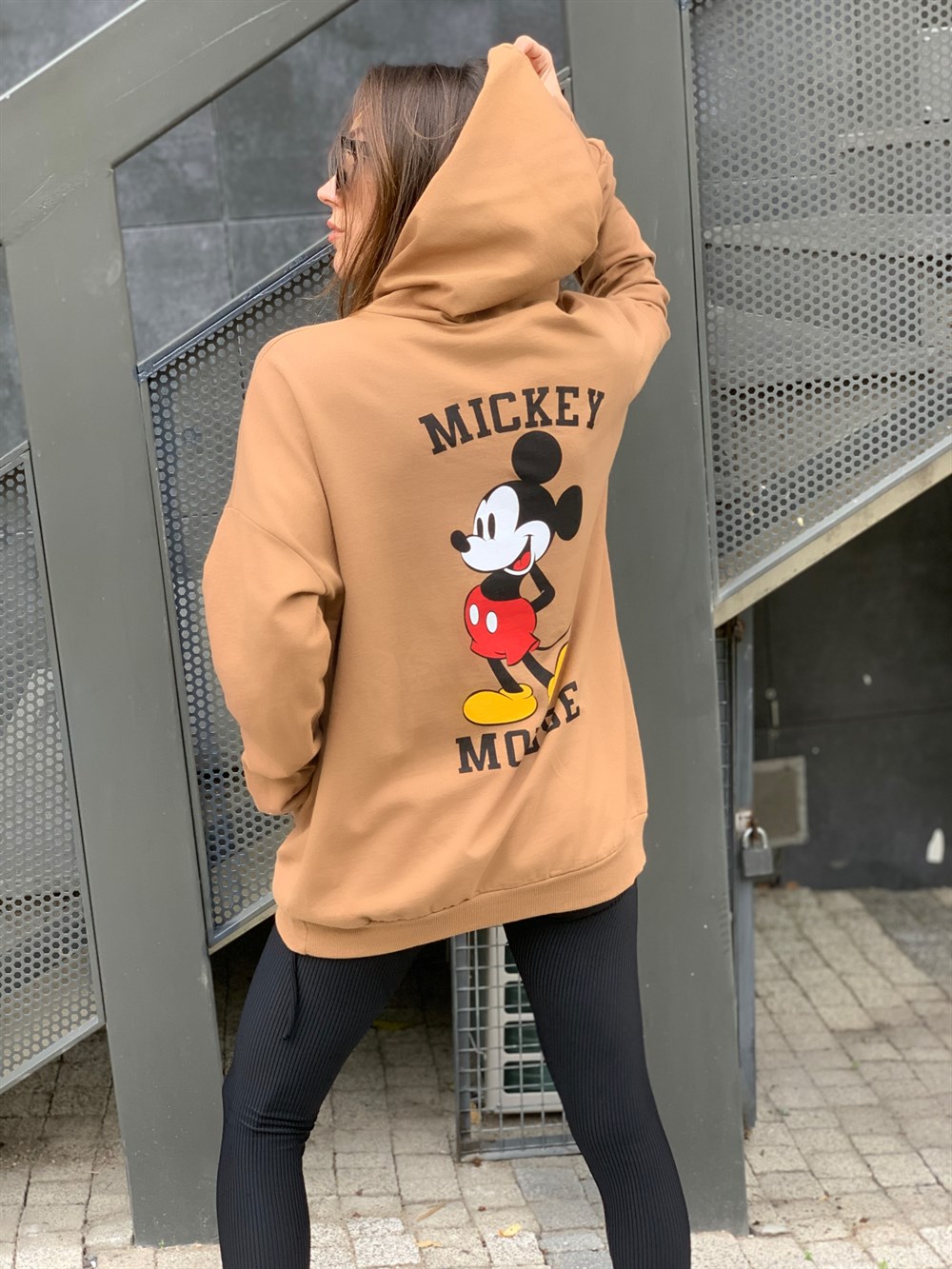 Mickey Mouse baskılı toprak sweatshirt