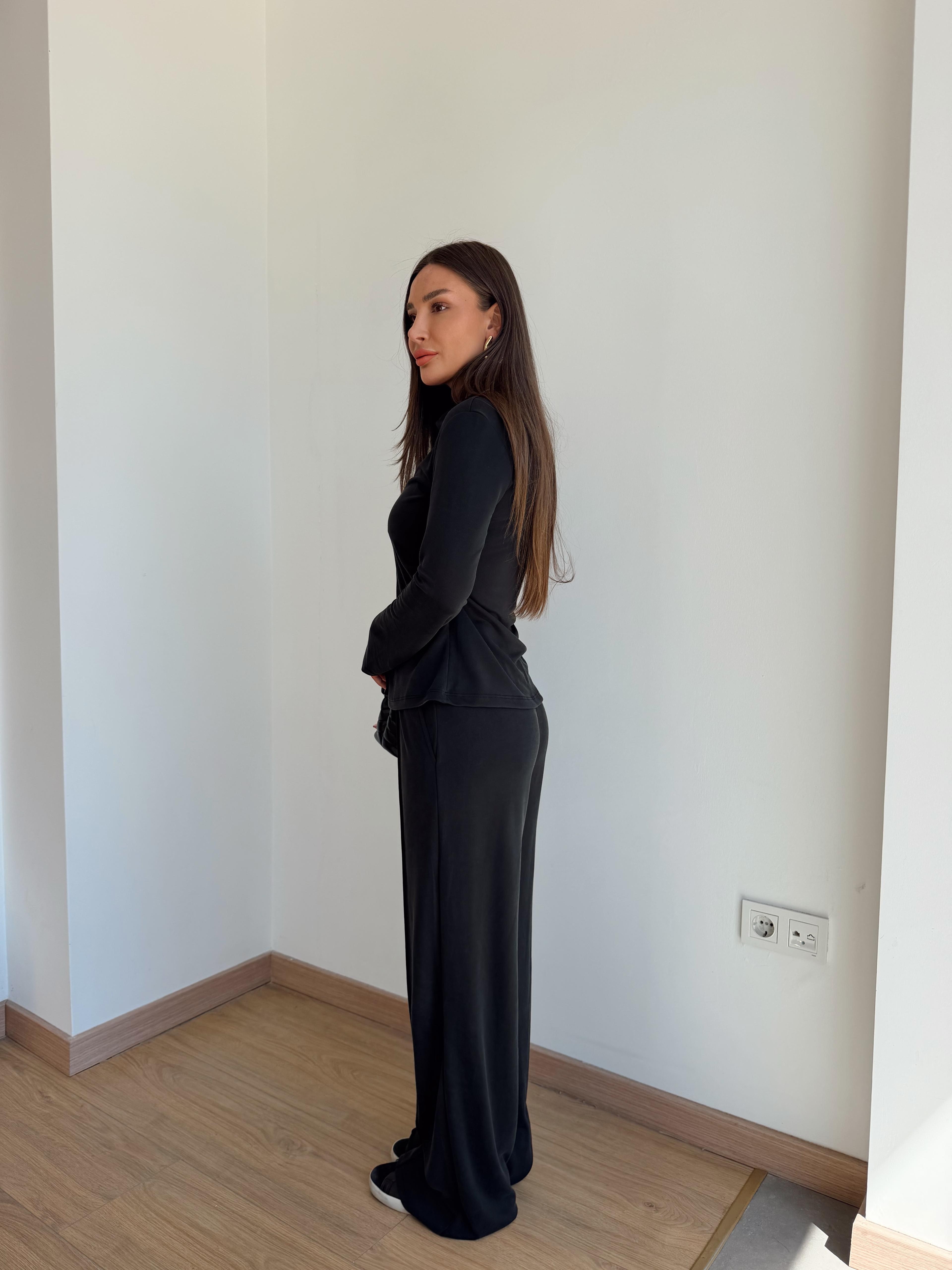 Modal Kumaş Eşofman Takım Siyah · 3