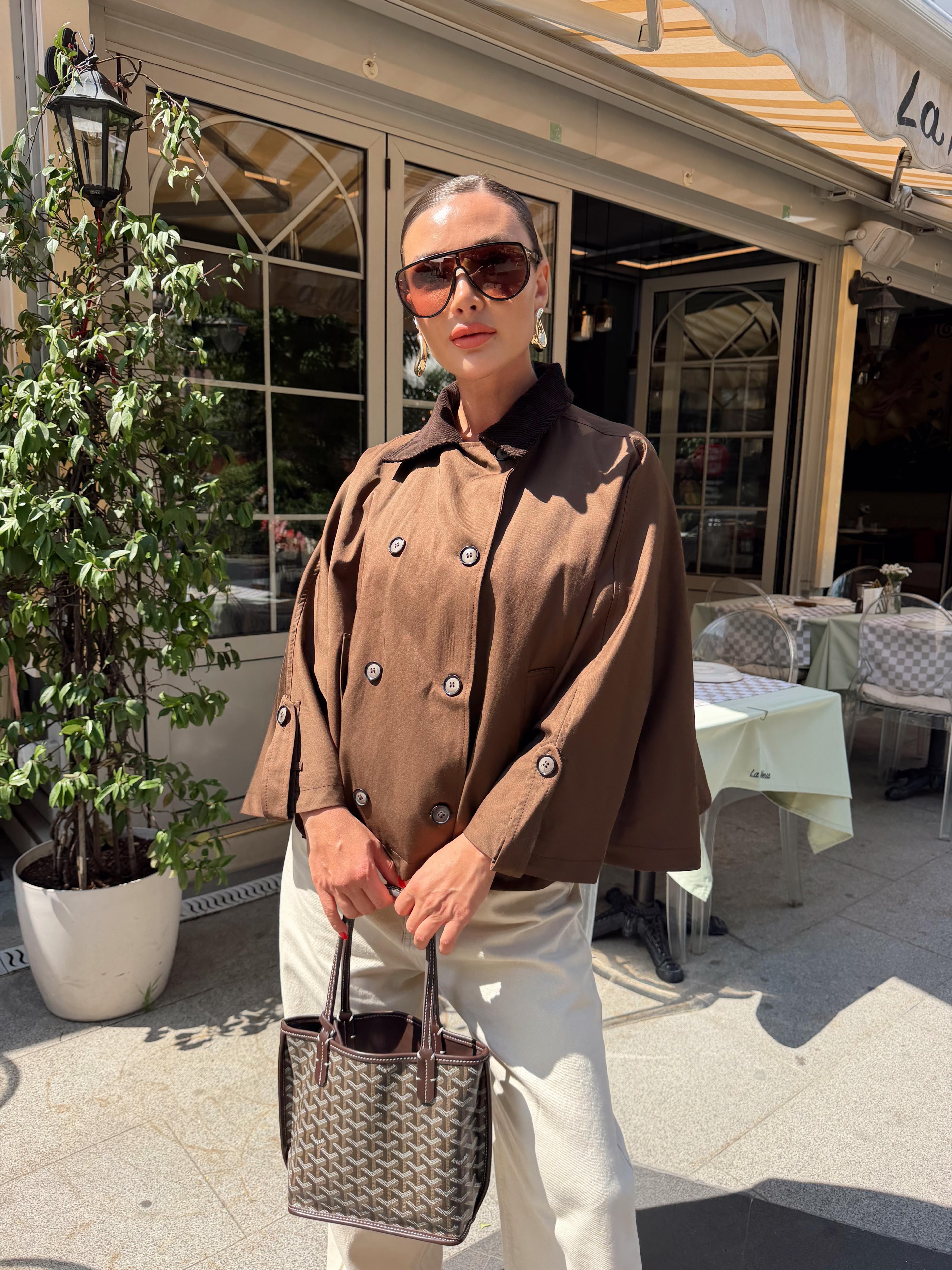 Poncho Trench Coat Acı Kahve · 3