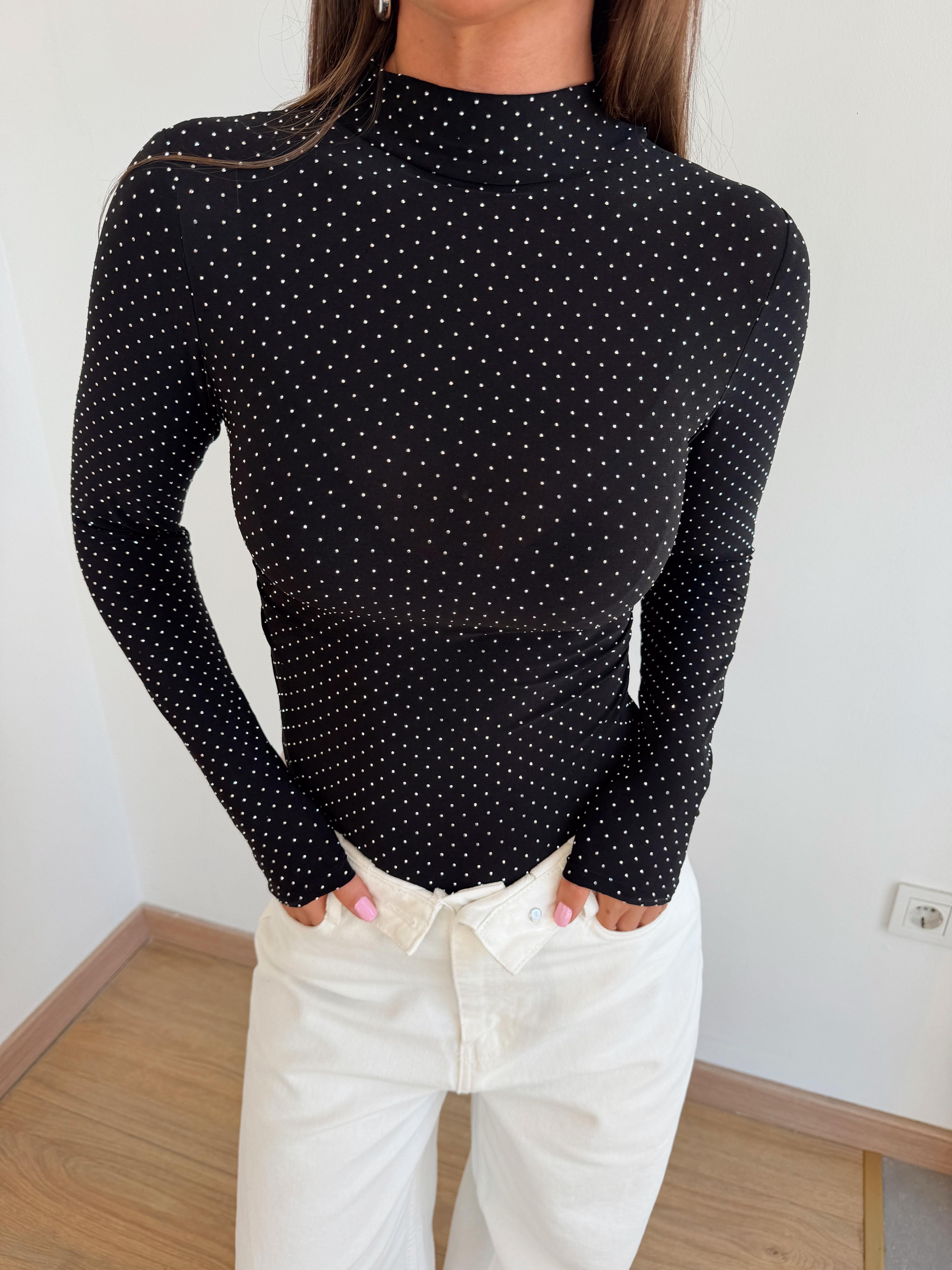 Taş Baskılı Bodysuit Siyah · 3