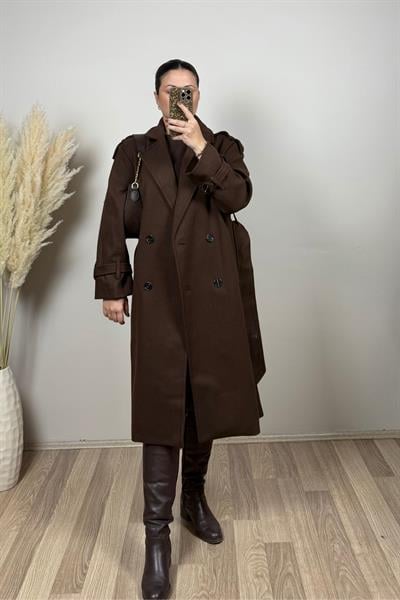 Kahverengi  Premium Kalite Kaşe Kaban