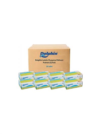 Dolphin Beyaz Lateks Eldiven Pudralı (S) 20 PK x 100 Adet (Koli)