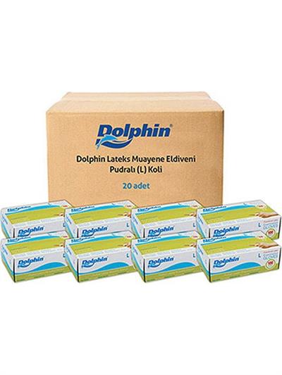 Dolphin Dolphın Beyaz Lateks Eldiven Pudralı (L) 20 Pk x 100 Adet 