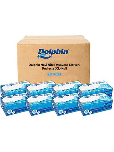 Dolphin Mavi Nitril Eldiven Pudrasız (XL) 20 PK x 100 Adet (Koli)