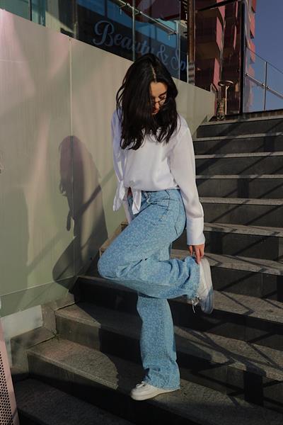 LUGOS Leopar Desen Düşük Bel Jean