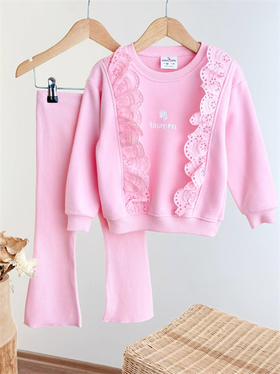 Unicorn Kız Çocuk Pembe Fisto Detaylı İspanyol Paça Alt Üst Takım
