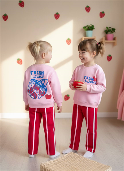 Unicorn Kız Çocuk Pembe Fresh & Juicy Baskılı Yan Şeritli Alt Üst Takım