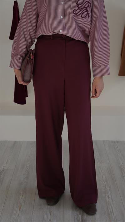 Bordo Kumaş Pantolon 