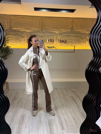 Kahverengi Şerit Deaylı Slim Fit Eşofman Tk