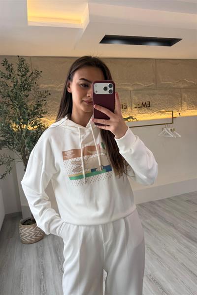 LCS Kapüşonlu Sweat Beyaz