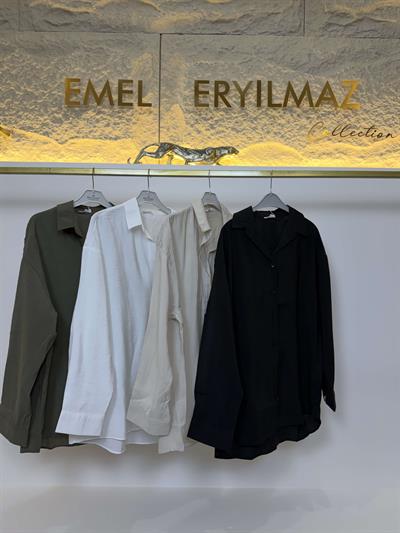 Oversize Beyaz Modal Gömlek