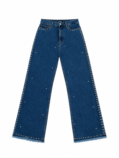 Zımba Detaylı Denim Takım