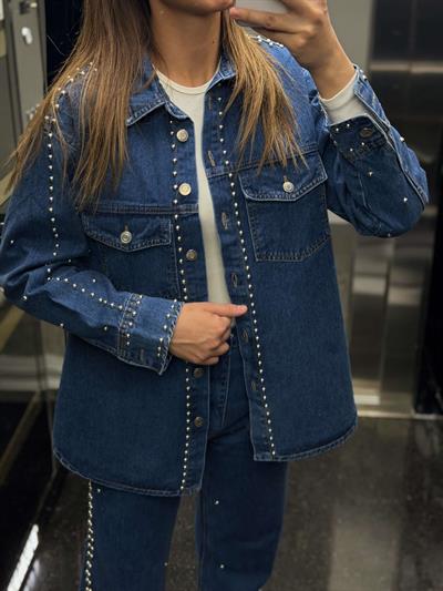 Zımba Detaylı Denim Takım