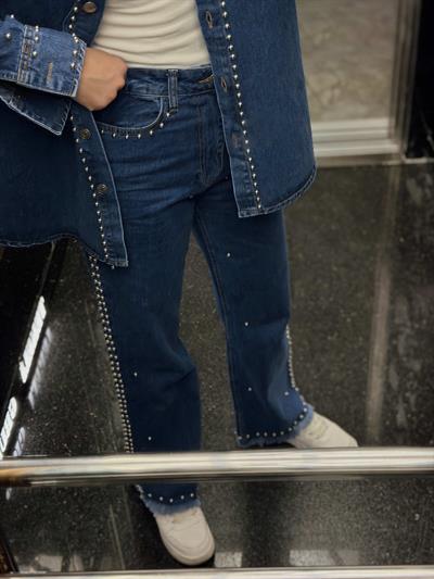 Zımba Detaylı Denim Takım