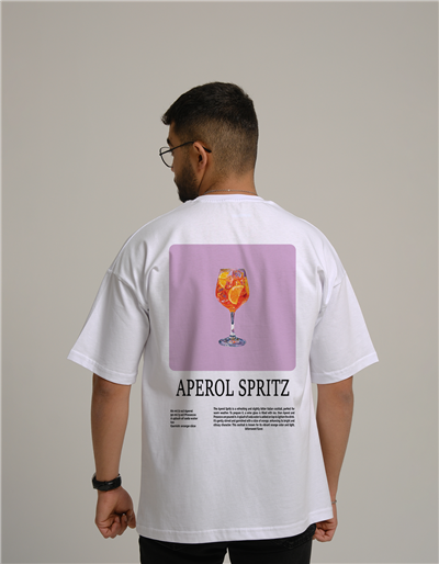Aperol Spritz Kokteyl Baskılı Unisex Oversize T-Shirt