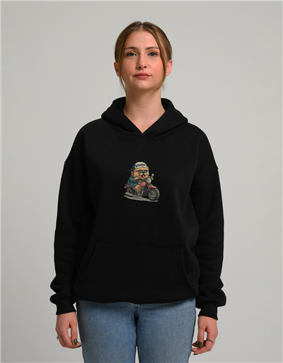 Çin Aslanı Baskılı Unisex Kapüşonlu Sweatshirt