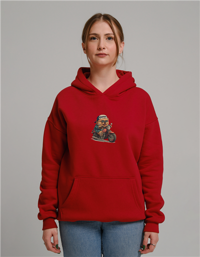 Çin Aslanı Baskılı Unisex Kapüşonlu Sweatshirt