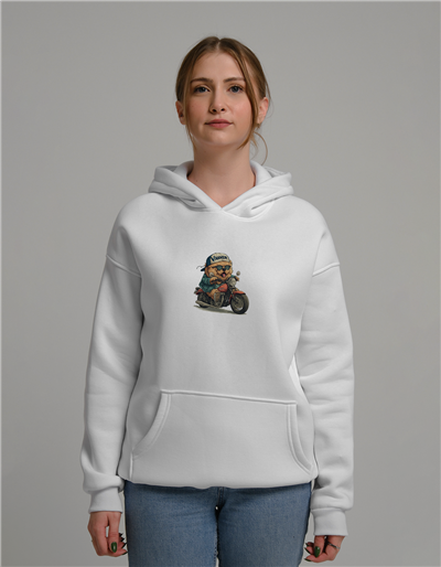 Çin Aslanı Baskılı Unisex Kapüşonlu Sweatshirt