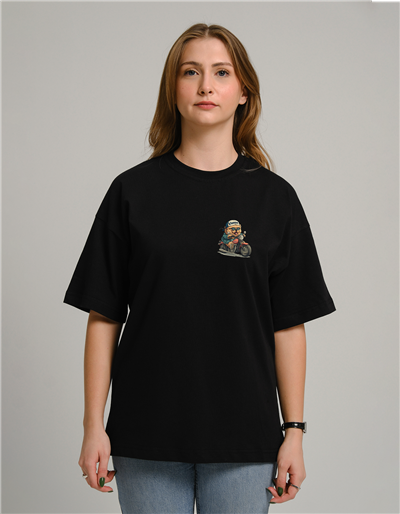 Çin Aslanı Baskılı Unisex Oversize T-Shirt