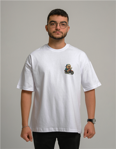 Çin Aslanı Baskılı Unisex Oversize T-Shirt