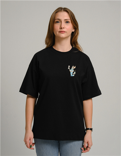 Cool Tavşan Baskılı Unisex Oversize T-Shirt