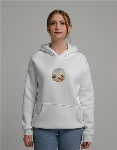 Doğa Manzaralı Baskılı Unisex Kapüşonlu Sweatshirt