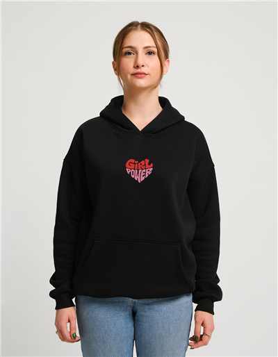 Girl Power Baskılı Unisex Kapüşonlu Sweatshirt