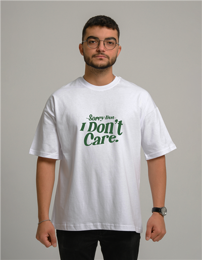 I Dont Care Baskılı Unisex Oversize T-Shirt