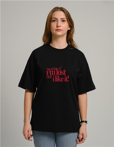 Im Lost but I Like It Baskılı Unisex Oversize T-Shirt