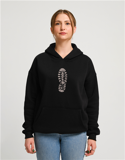 Kamp Bot İzi Baskılı Unisex Kapüşonlu Sweatshirt