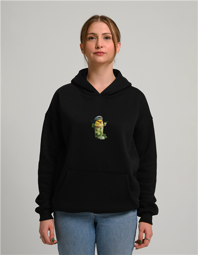 Kokteyl Civciv Baskılı Unisex Kapüşonlu Sweatshirt