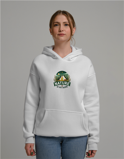 Nature is My Home Baskılı Unisex Kapüşonlu Sweatshirt