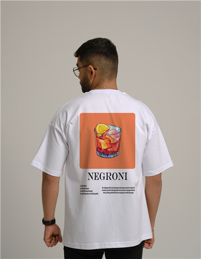 Negroni Kokteyl Baskılı Unisex Oversize T-Shirt