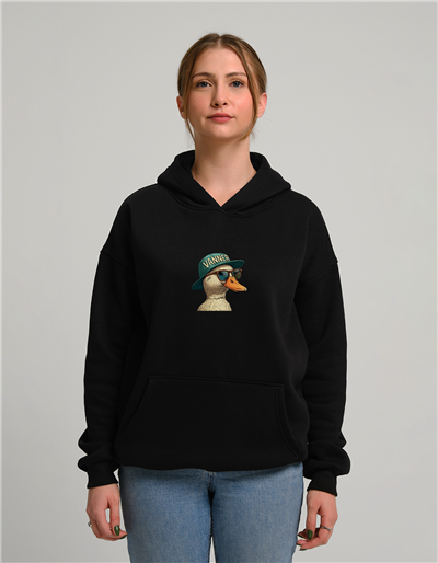Ördek Baskılı Unisex Kapüşonlu Sweatshirt