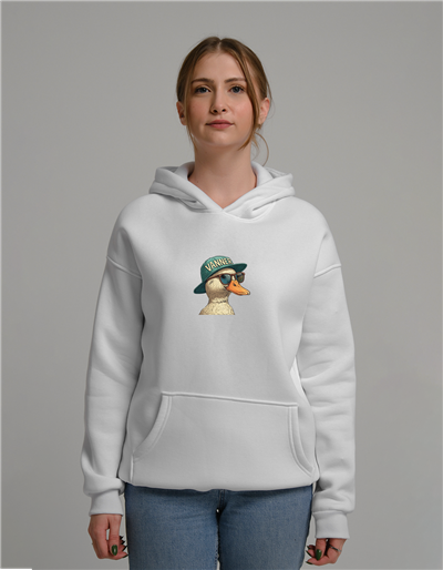 Ördek Baskılı Unisex Kapüşonlu Sweatshirt