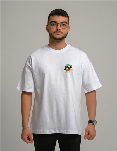 Ördek Baskılı Unisex Oversize T-Shirt