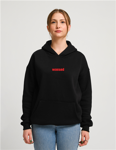 Wasted Baskılı Unisex Kapüşonlu Sweatshirt