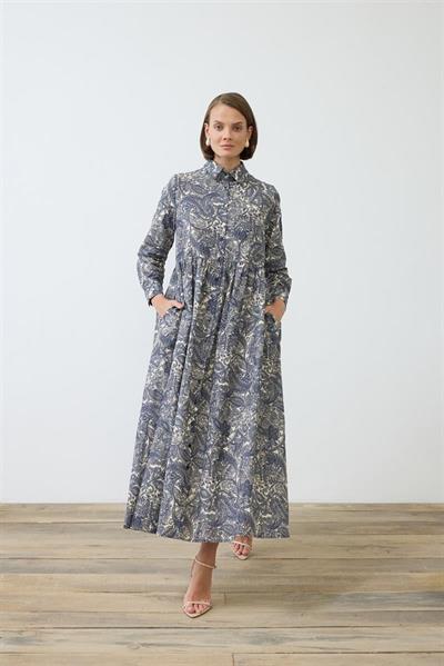 ALINA PAISLEY PATTERN VOILE DRESS BLUE