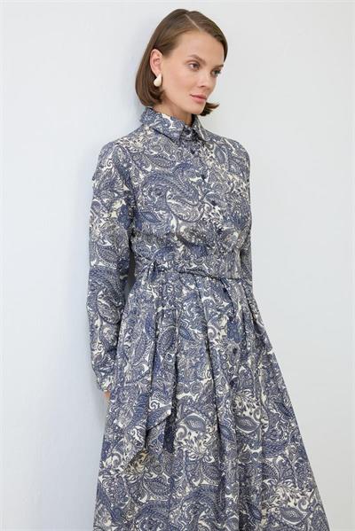 ALINA PAISLEY PATTERN VOILE DRESS BLUE