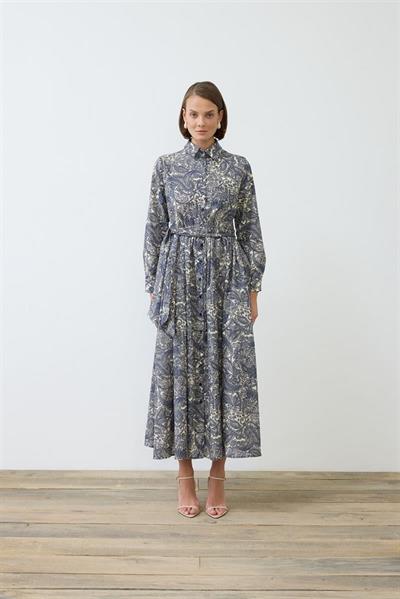 ALINA PAISLEY PATTERN VOILE DRESS BLUE