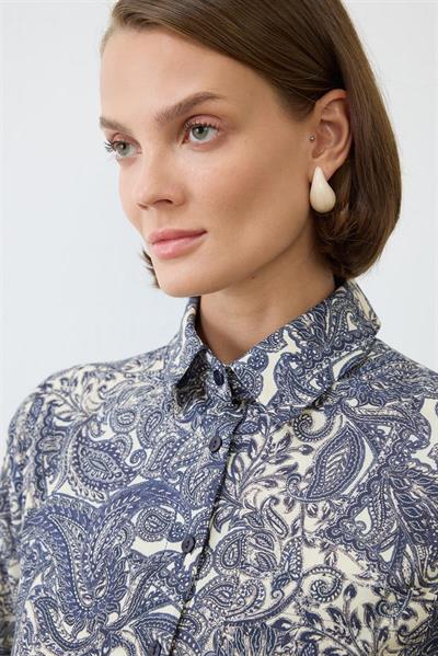 ALINA PAISLEY PATTERN VOILE DRESS BLUE