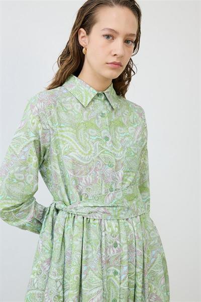 ALINA PAISLEY PATTERN VOILE DRESS GREEN
